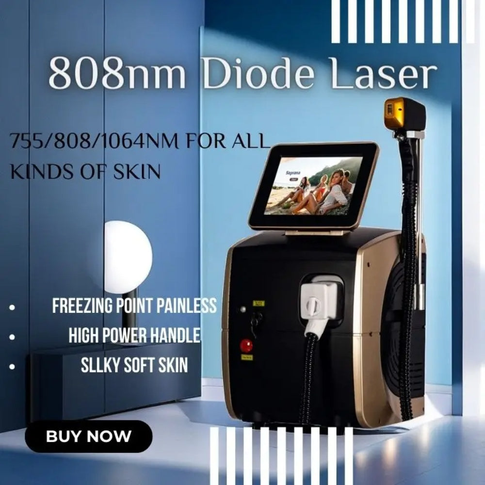 808nm Diode Laser Hair Removal Machine Best Results Alexandrit Permanent Cooling Head Painless Epilator 3 wavelength Salon