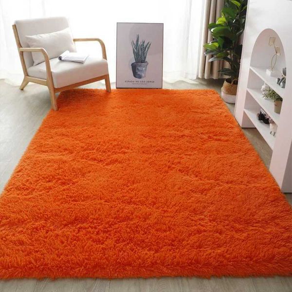 Bubble Kiss Fluffy Orange Plush Carpet and Carpet Used for Home Living Rooms Thick Plush Carpets and Fluffy Gold Velvet Floor Pads X240928