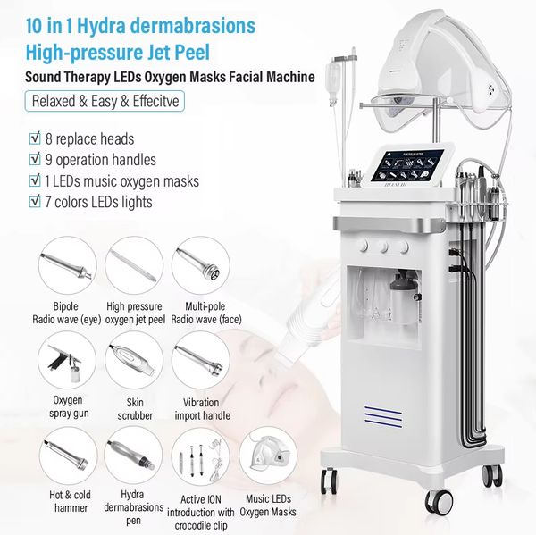 Professional 10 in 1 Dermabrasion & PDT Oxygen Mask Anti-Aging RF Facial Lifting Oxygen Bubble Deep Cleansing Hydrating Facial Management Ma