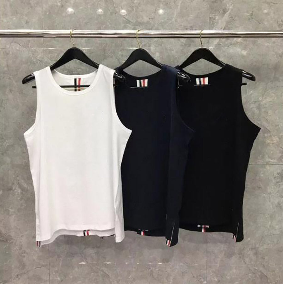 Mens T Shirt Sleeveless Designer Vest Breathable Mens Shirts Tank Striped Back Cotton Vests Asian Size M-5XL