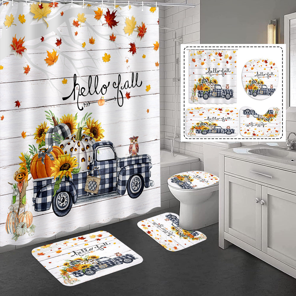 YL-37427 Hot selling shower curtain manufacturer Bomi digital printed polyester shower curtain non-slip mat set