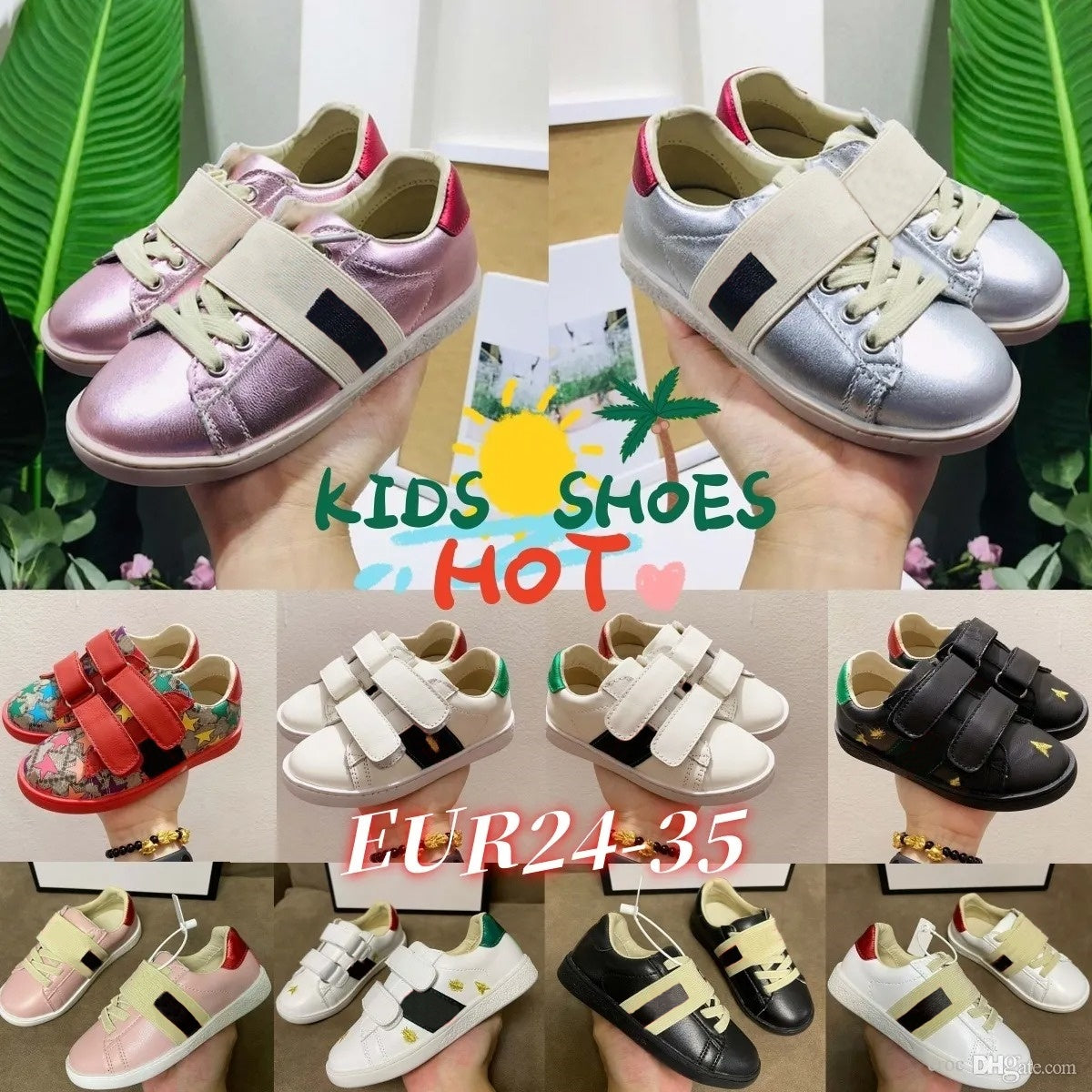 Kids Designer Casual Shoes Bee Trainers Toddler Baby Shoe Luxury Sneakers Kid Youth Infants Boys Girls Children Black White Pink size 23-35