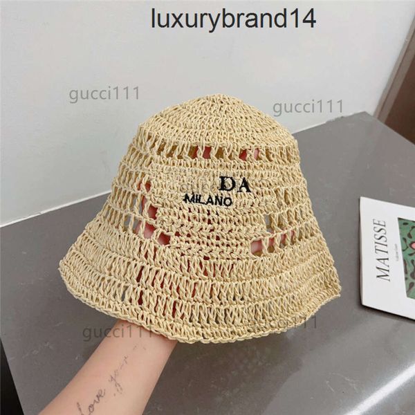 paradas designer 9VWQ Embroidered raf Suitable Travel For beach Wide Caps Brim Hand Woven Hats Letters Bucket women summer bonnets strawh AO