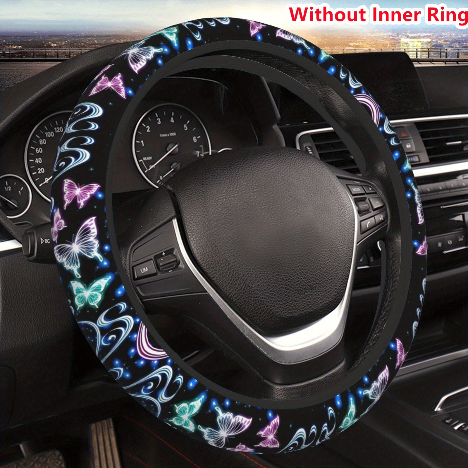 TEMU 1pc Multicolor Pattern Steering Wheel Cover, Anti-slip Car Wheel Protector, Universal 15 Inch Car Accessories For Auto Cars Suv Sedan Decor