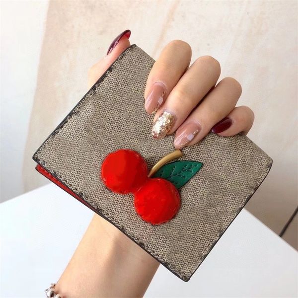 Woman Cherry Strawberry Wallets card holder designer wallet mini short wallets luxury purse holders zipper pocket Leather TOP