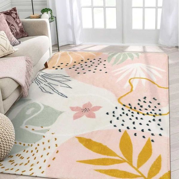Pink carpet for living room -4x6 area carpet for bedroom washable anti slip Bohemian carpet throw cute and soft kindergarten childrens carpe