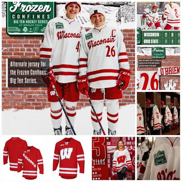Casey O&#039;Brien Wisconsin 2025 Frozen Confines Series Badgers Women&#039;s Hockey Jerseys Caroline Harvey Finley McCarthy Hannah Halverso