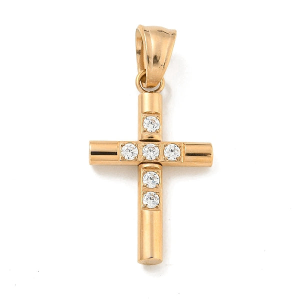 Pendentifs en acier inoxydable 304 avec zircone cubique et placage ionique (IP)