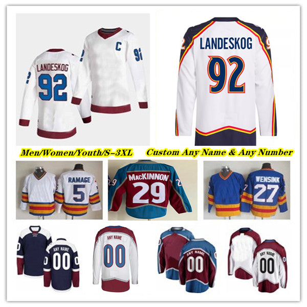 Nathan MacKinnon Hockey Jersey Mikko Rantanen Cale Makar Gabriel Landeskog Caleb Jones Alexandar Georgiev Miles Wood Valeri Nichushkin Devon Toews A