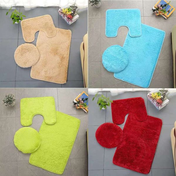 3Pcs-Set Toilet Seat Cover Bath Mat Shower Room or Rug Home Bathroom Anti-Slip Absorbent Doormat Bathtub Decor Carpet R250206