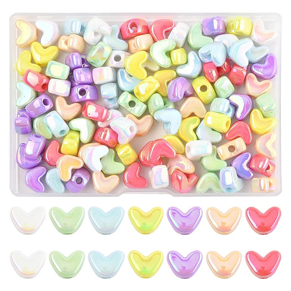 98 pièce de perles acryliques opaques à placage UV de 7 couleurs
