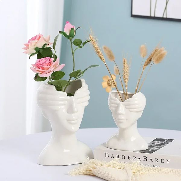 Porcelain chest flower vase handmade ceramic art basin unique bedroom shelf decoration creative Valentines Day novel gift craftsmanship 2409