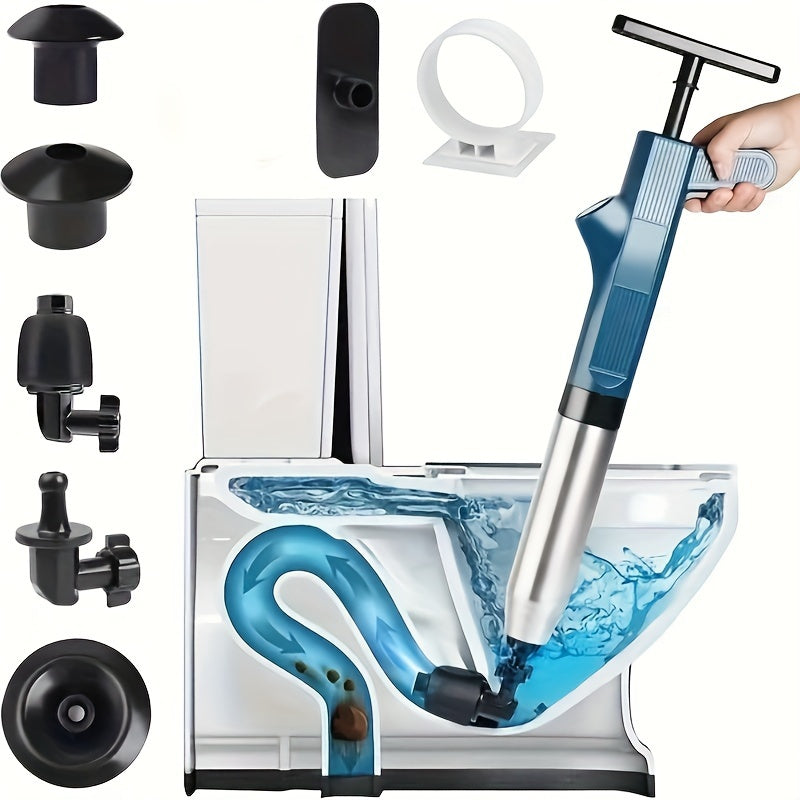 TEMU High Pressure Air Drain Blaster With Visual Pressure Gauge - Heavy-duty Plumbing Tool With Ergonomic Grip & Non-slip Base, 7-8 Bar Powerful Air