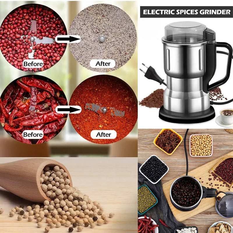 Electric Coffee Grinder Stainless Steel 8 Leaf Blade Rice Coffee Bean Grinder Portable Multifunction Spice Mill Home Blender