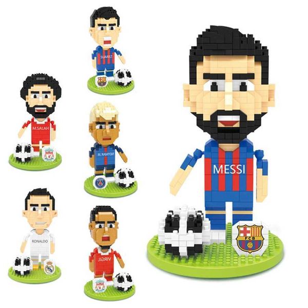 Cool football player mini character 3D model building block childrens toy DIY mini building block football action character birthday gift W2