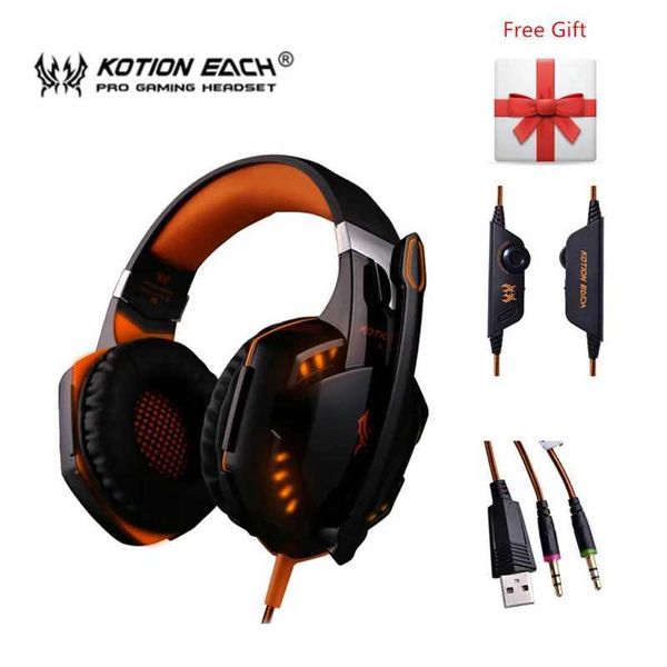 Headsets KOTION EACH G2000 Gaming Earphones Stereo High Fidelity Gaming Earphones with Microphone LED Light Gaming Earphones Suitable for PC