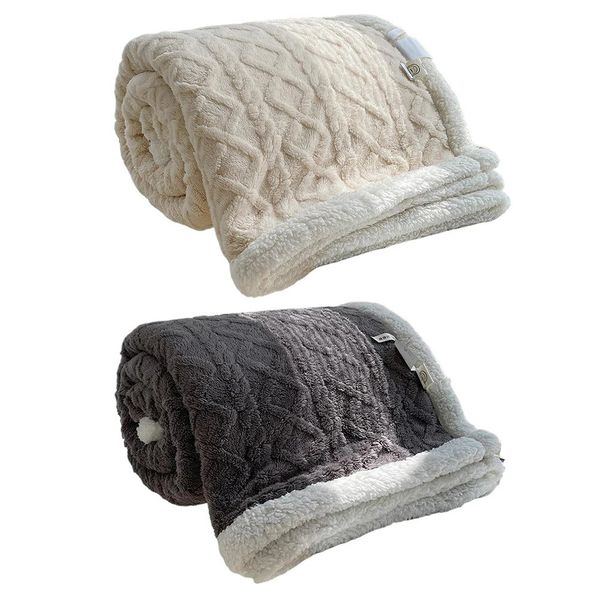 Winter Thick Blanket Comfortable Lamb Fleece Throw Double Layer Wool Sleeping Flannel Bedspread 241021