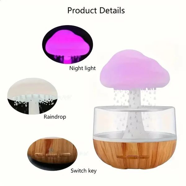Humidifiers Rain Cloud Humidifier Rain Color Musk Cloud Raindro Atmosphere Lamp Night Essential Oil Small Aromatherapy Machine 240716 CL2501
