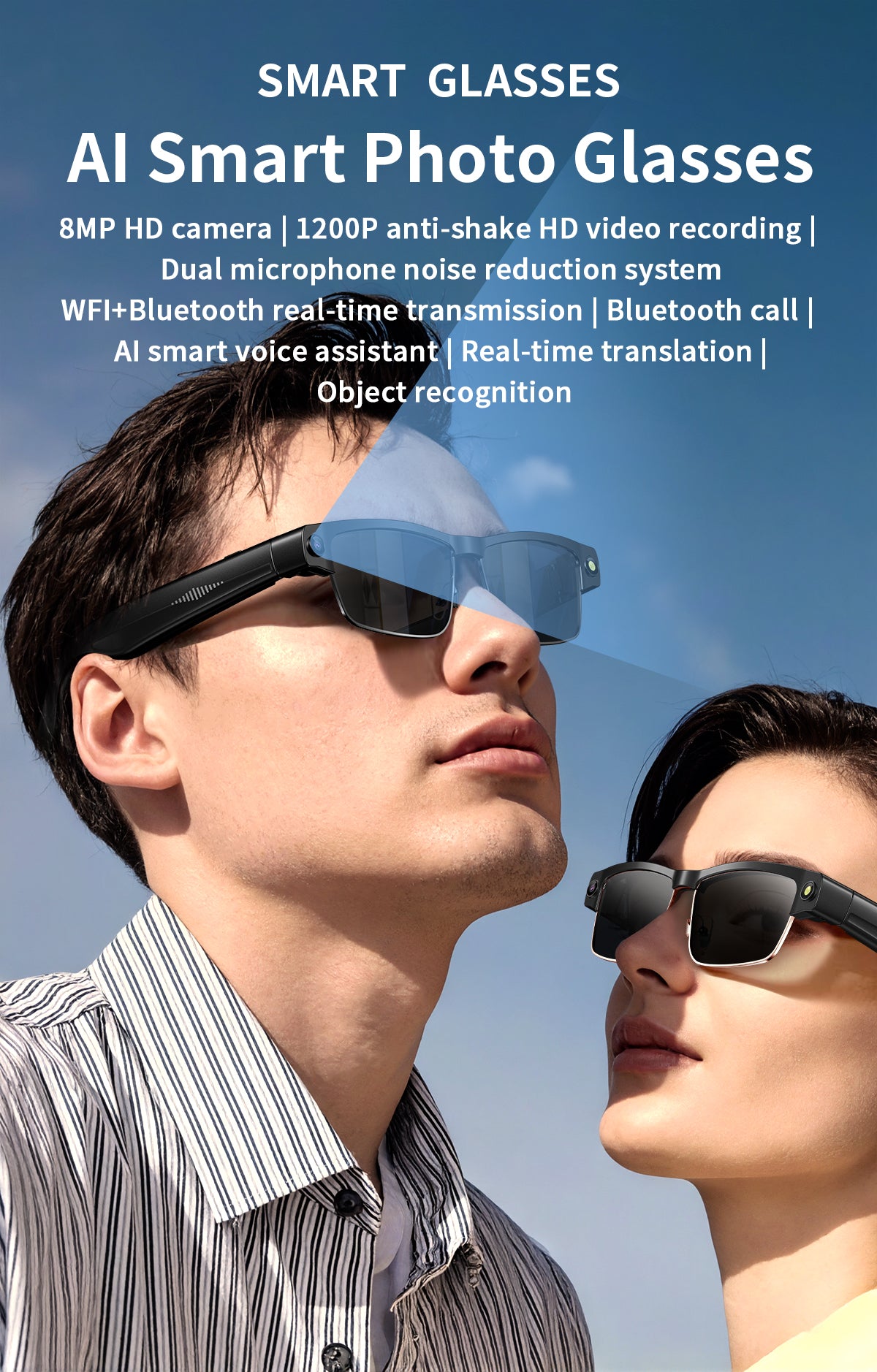 AI smart photo-taking glasses Smart Glasses Smart Artificial Intelligence Glasses with Advanced Features Bluetooth calls, listen to music anytime L8