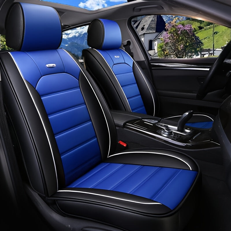 TEMU [universal Car Seat Cover Full Set] Waterproof Pu Leather Car Seat Cushion Suitable For Suv-sedan-pickup Truck 5-seater Full Car Cover