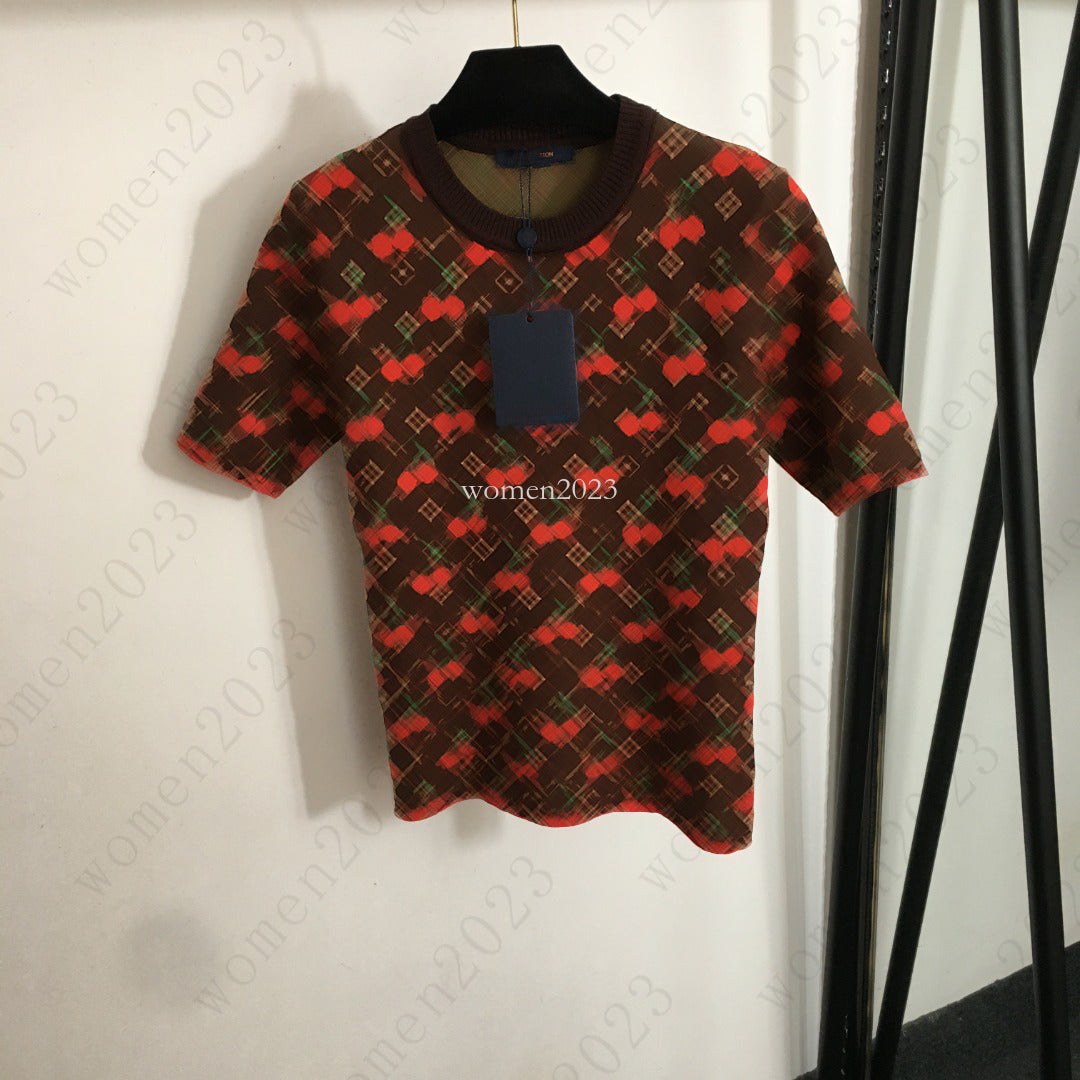 25ss Brand T-shirt Women jacquard knitwear t shirt designer women tshirt Fashion LOGO vacation summer casual knitting t-shirt Aug 09