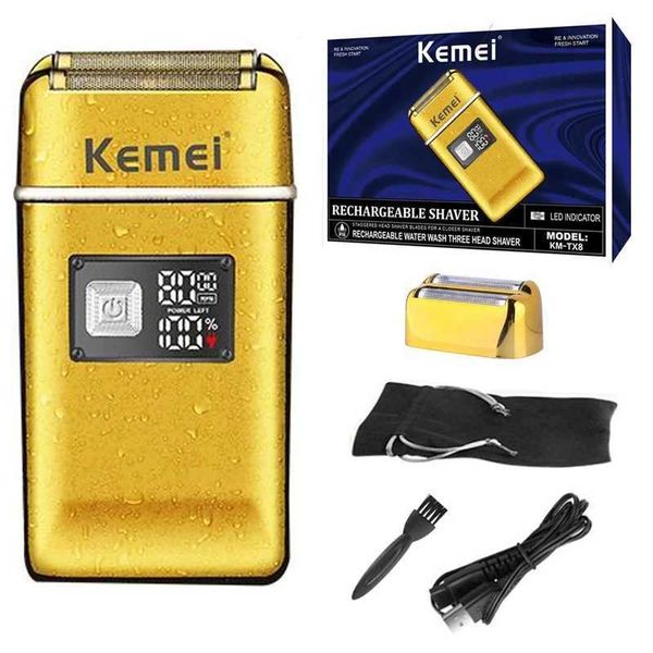 Kemei Tx8 Metal Housing Rechargeable Electric Shaver For Men Hair Beard Electric Razor Bald Head Shaving Machine ProfessionalXJ241125