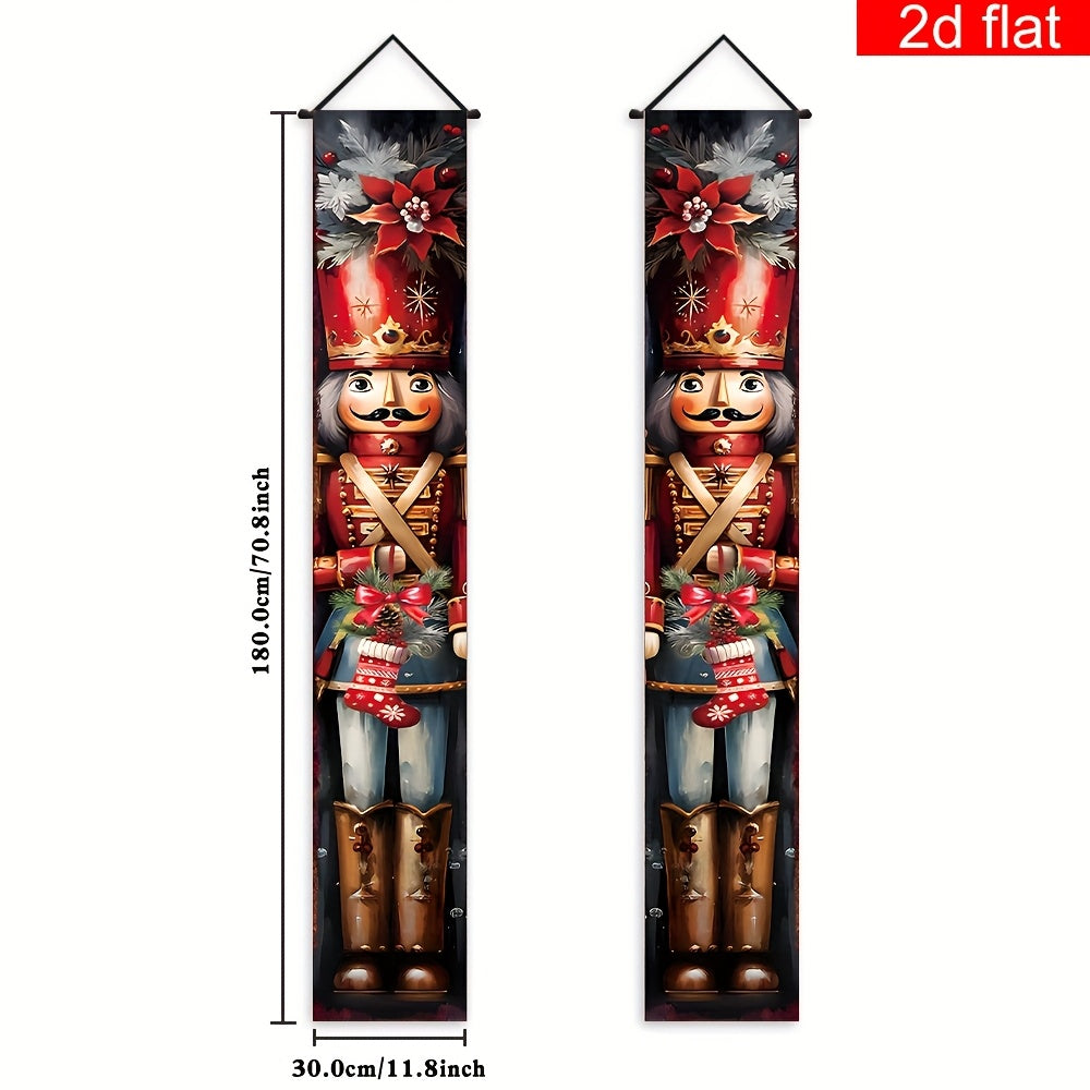 TEMU 2d Flat Banner, 1 Pair, Tinsel Banner, Polyester, Christmas New Year Party Sign, Suitable For Indoor Outdoor Porch Home Wall Decoration