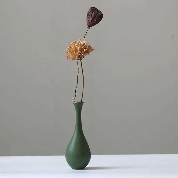 Vases Vases Green Ceramic Small Vase Zen Chinese Style Home Decoration Simple Dried Flower Pot H250116