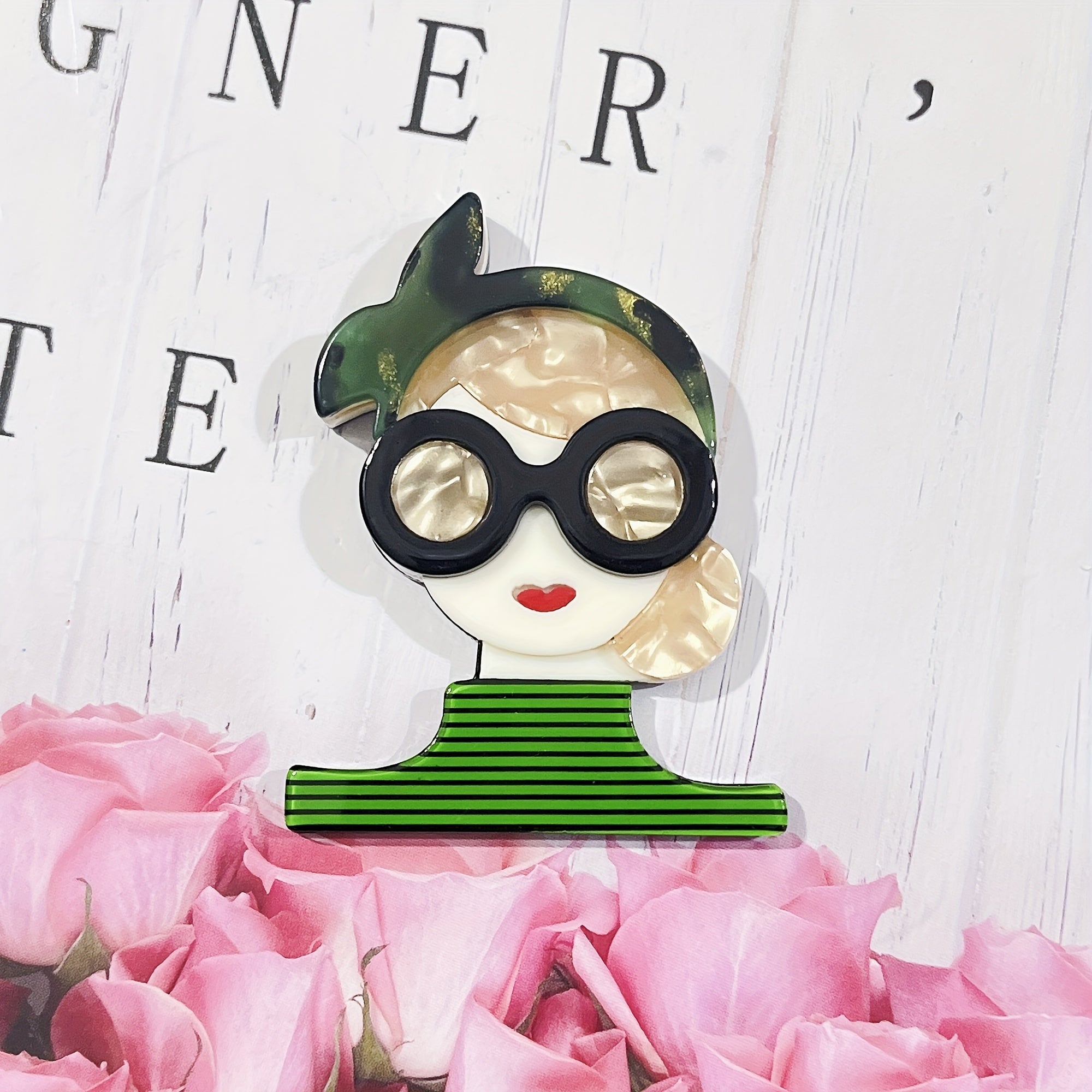 TEMU 1pc Fashion Lady Pattern Badge Cartoon Acrylic Badge Hat Backpacks Jackets Shirts Bags Clothing Decorative Accessories