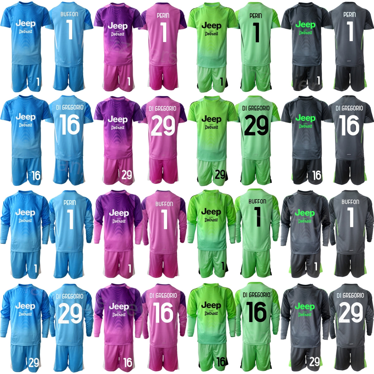 Club 2025 2026 Mens 16 Michele Di Gregorio Goalkeeper Jersey GK Set Youth Long Short Sleeve 36 Mattia Perin 77 Gianluigi Buffon Football Shirt Kits