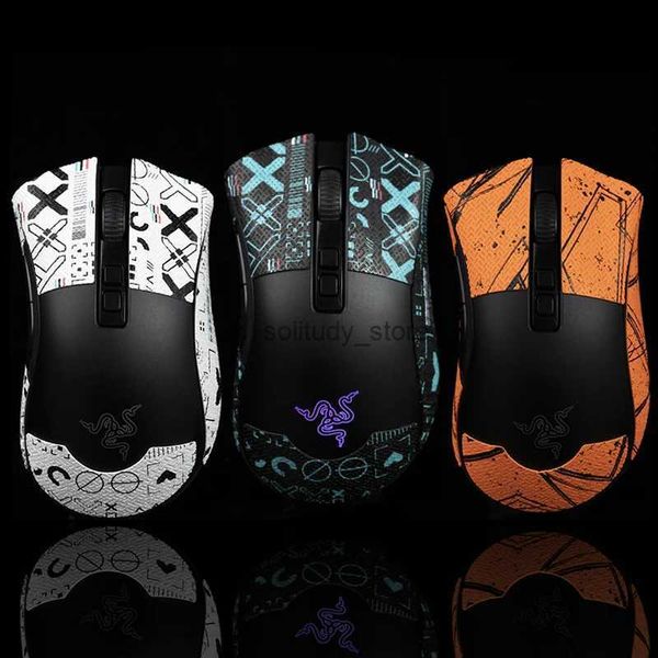 Mice BTL Mouse Grip Tape Skateboard Handmade Sticker Anti slip Lizard Skin Sucking Sweat Razor Death Adder V2 PRO Wireless No Mouse Q240613