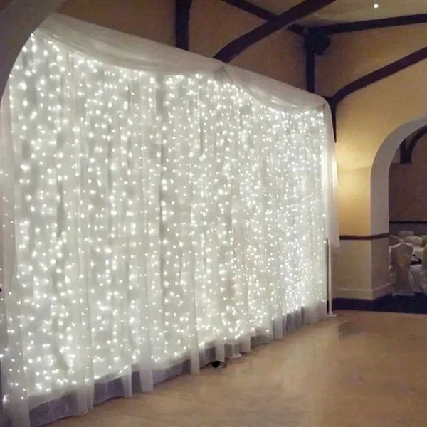 3-6M LED Curtain Garland Fairy String Lights Christmas Holiday Party Wedding Decoration USB Remote 8 Modes Waterfall LightingLX241112