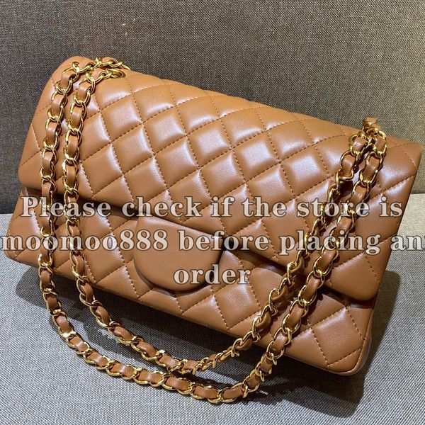 12A All-New Mirror Quality Designer Classic Flap Quilted Bag Medium 25cm Handbag for Women Lambskin Caviar Real Leather Caramel Crossbody Pu