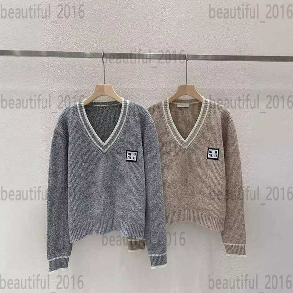 Women&#039;s Sweaters designer new V-neck knitted pullover simple, fashionable, versatile, youthful girl contrasting letters light luxury el