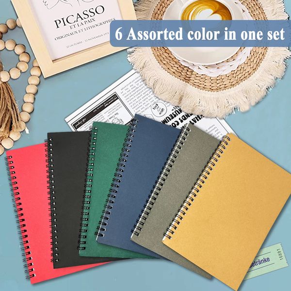 Spiral Notebook A5 21x14cm 120 Lined Pages Plain 6 Colored Kraft Cover for School Project Home Writing 250208
