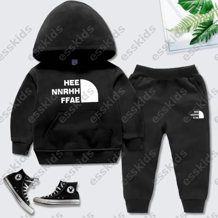 New Clothing Sets Children&#039;s Hooded Sweater Boy&#039;s And Girls&#039; Pure Cotton Two Piece Baby Spring And Autumn Sports Set -8 Letter Print