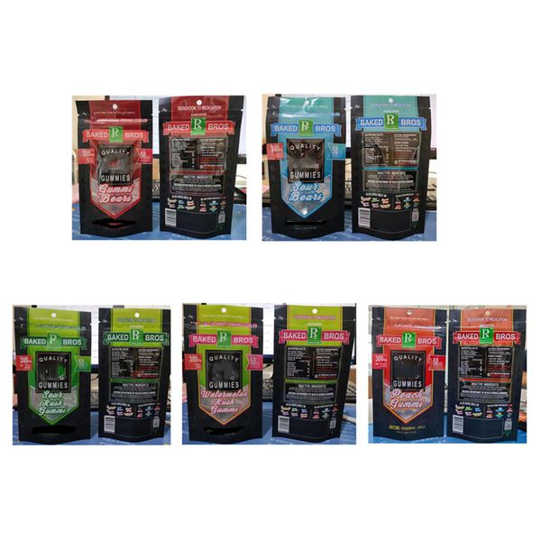 quality gummies baked bros 300mg packaging bags sour kush gummi watermelon resealablecandy gummy mylar plastic package packing bag