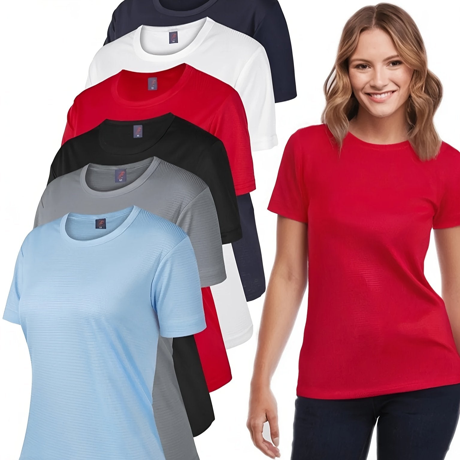 TEMU Women's 6- T-shirts - Breathable, Moisture-wicking, And Skin-friendly For, Outdoor, And Everyday