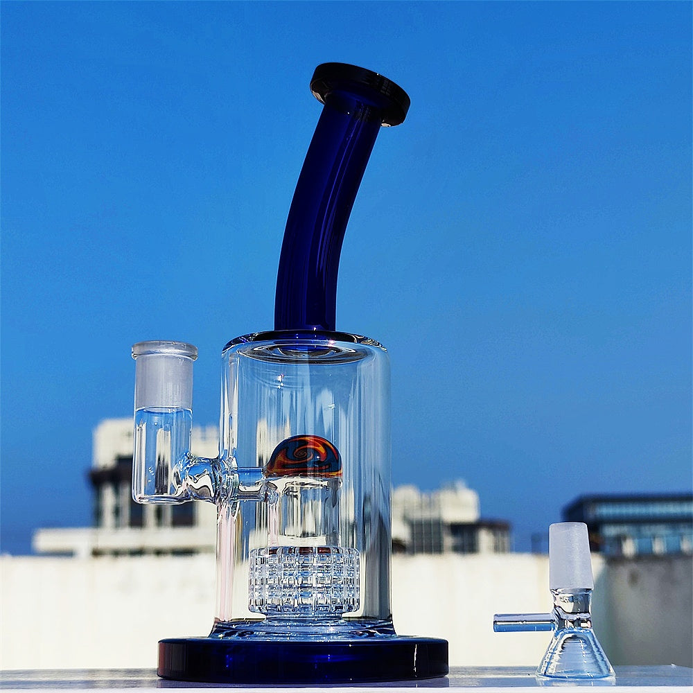 2024 9 Inch Blue Heady Bong Tire FIlter with Marble Dab Rigs Glass Bong Water Pipes Unique Heady Bong Oil Rigs US Local Warehouse