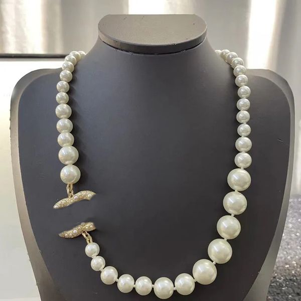 14 style Fashion Women Luxury Designer Necklace Choker Pendant Chain Crystal 18K Gold Plated Brass Copper C-Letter Necklaces Statement Jewel