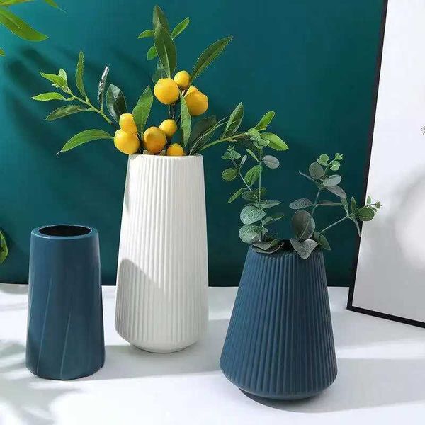 Vases Morandi Plastic Vase Living Room Decoration Ornaments Modern Origami Plastic Vases for Flower Arrangements Home Decoration H250116