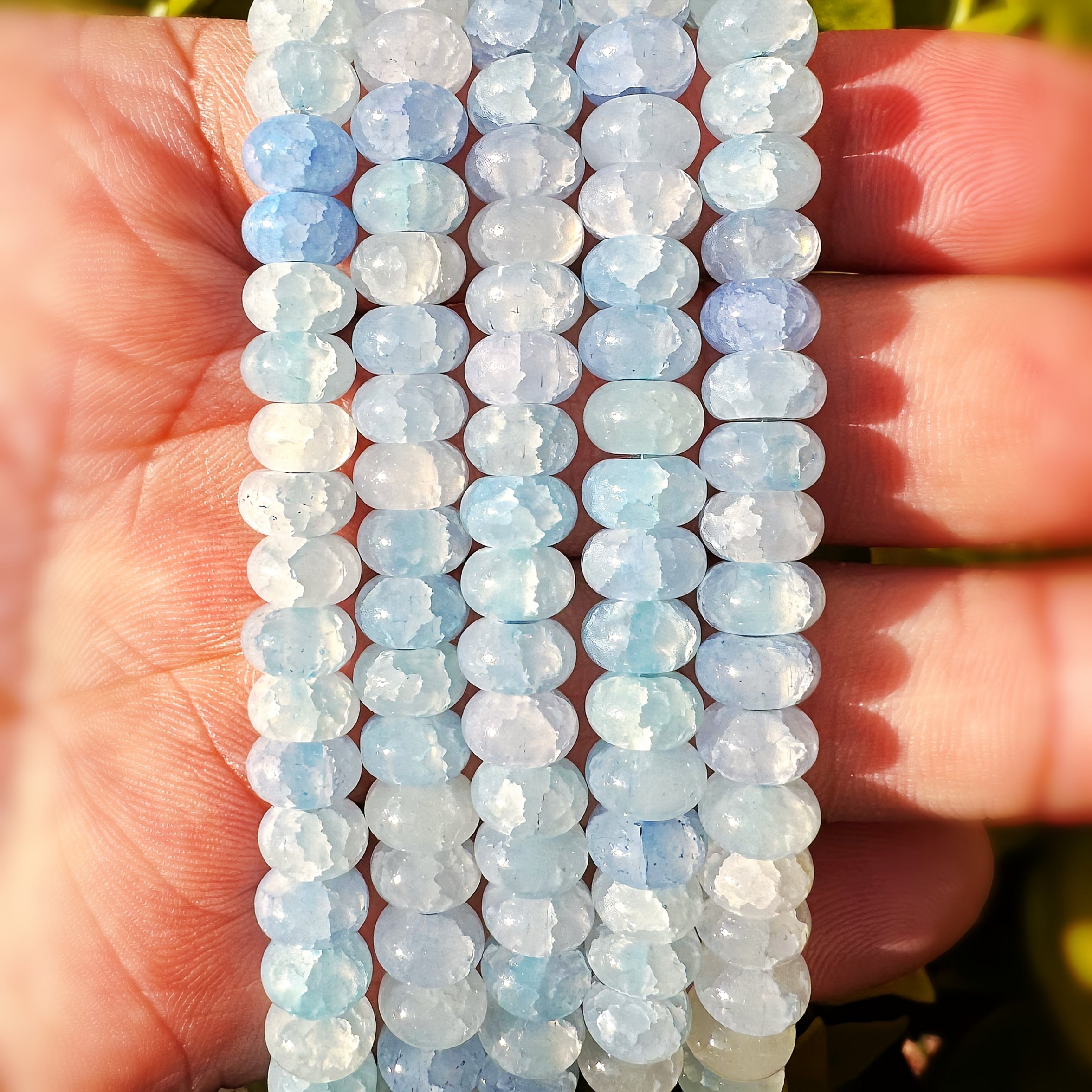 TEMU 150pcs 5x8mm Chalcedony Beads, Artificial Crystal Loose Beads For Bracelet, Necklace, Earrings, Handbags, Crafting