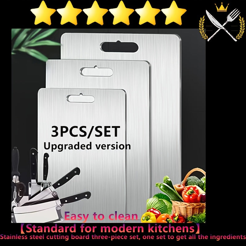 TEMU Stainless Steel Cutting Plates For Kitchens, Upgraded To Stainless Steel Cutting Plates In 2025, 3pcs Kitchen Set, Large-medium-small Stainless