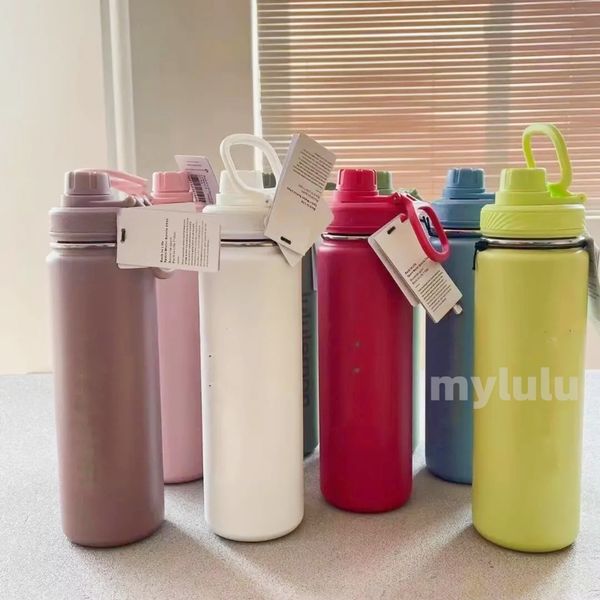 Bottle Water Vacuum Yoga Fitness Bottles Simple Pure Color Straws Stainless Steel Insulated Tumbler Mug Cups with Lid Thermal Insulation Gif