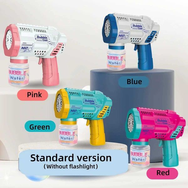 Baby Bath Toys Automatic Bubble Machine Gun Toy With LED Flashlight Electric Hole Spurt Gatling Blowing Soap Bubble Outdoor Toys For Kids Gi