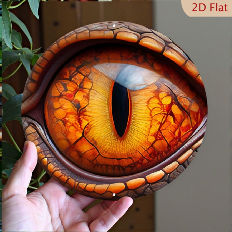 TEMU 2d Flat, 1pc Vintage Dragon Eye Metal Wall Decor - Decoration With Pre-drilled Holes, 8x8 Inch Round Aluminum Sign For Indoor-outdoor -