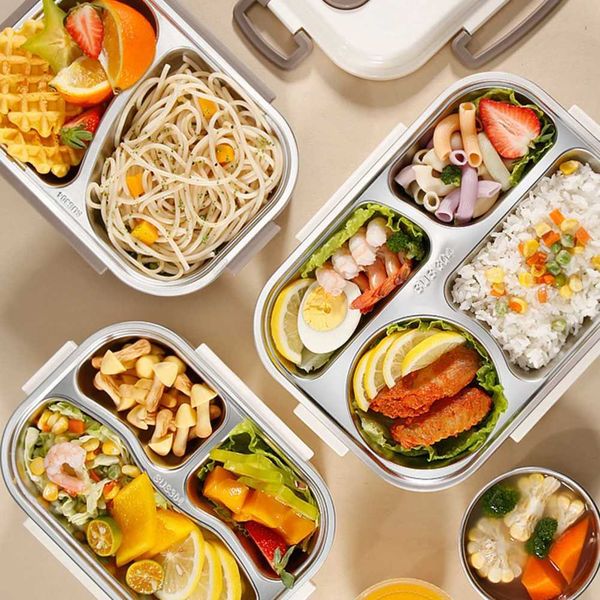Stainless Steel Bento Box Compartment Lunch Box For Students Bento Lunch Box Microwave Safe Lunch Box Food Container Y240919