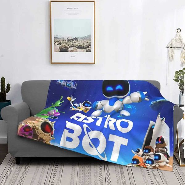 Astro Bot Coral Fleece Plush Throw Blankets Adorable Robots Video Game Blanket for Bed Outdoor Warm Bedding ThrowsXJ241221