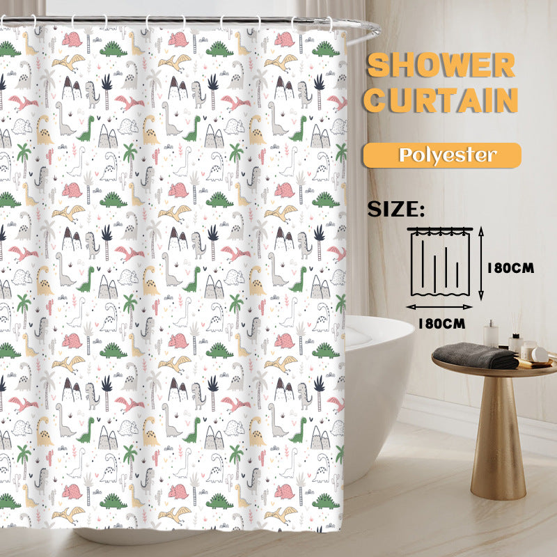 YL-36930 Manufacturer Spot Digital Printed Fabric Shower Curtain Waterproof Thickened Bathroom Partition Curtain with Hook