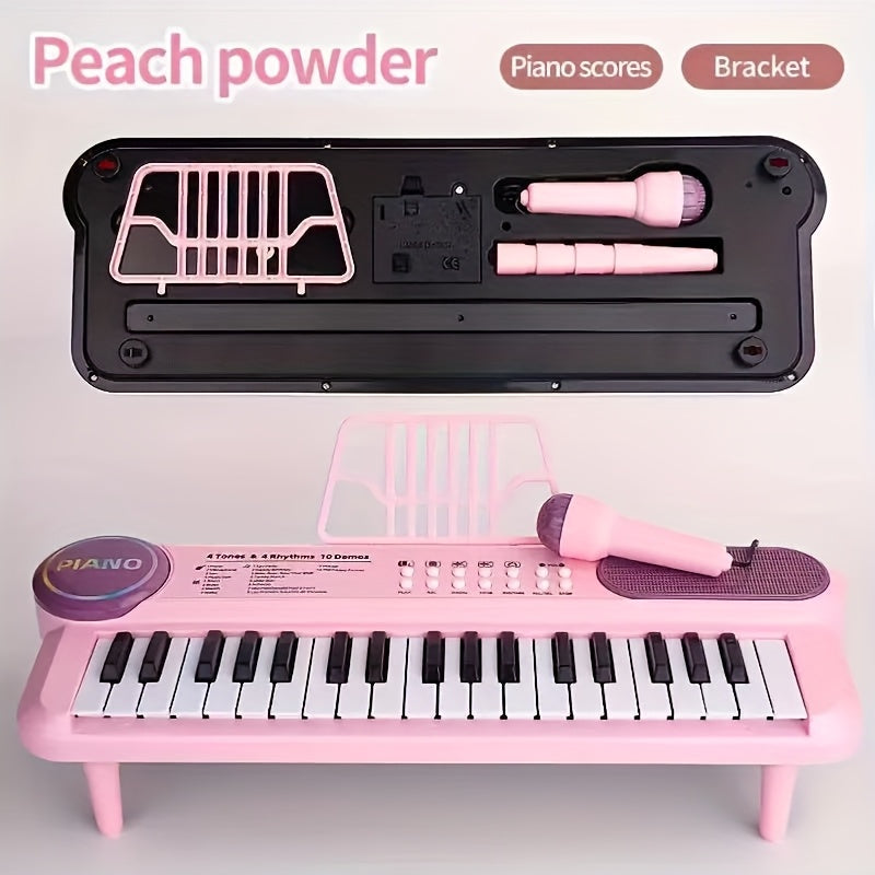 TEMU Electronic Organ 37-key Multi-functional Children's Toy Educational Instrument Set Microphone Piano, Birthday Gift For Boys And Girls